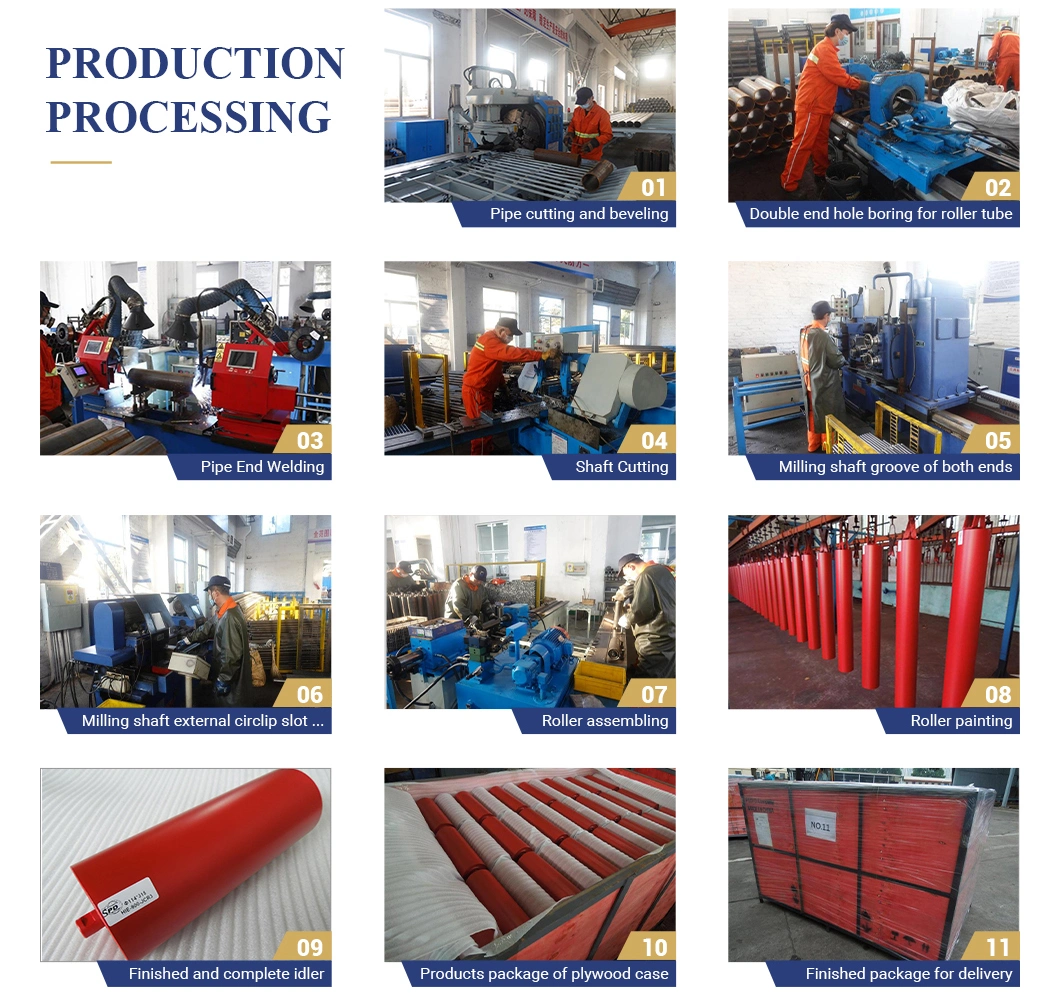 Long Lifespan Belt Conveyor Idler Roller for Mine/Port/Cement/Concrete/Power Plant