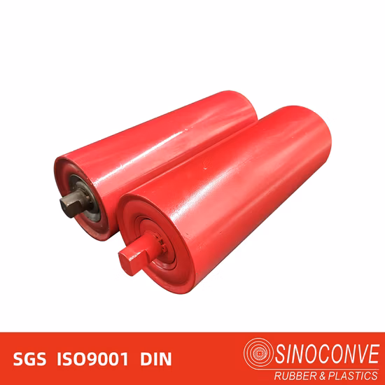 Sistemas de transportadores de rolos de aço padrão vermelho para transportadores de mineração